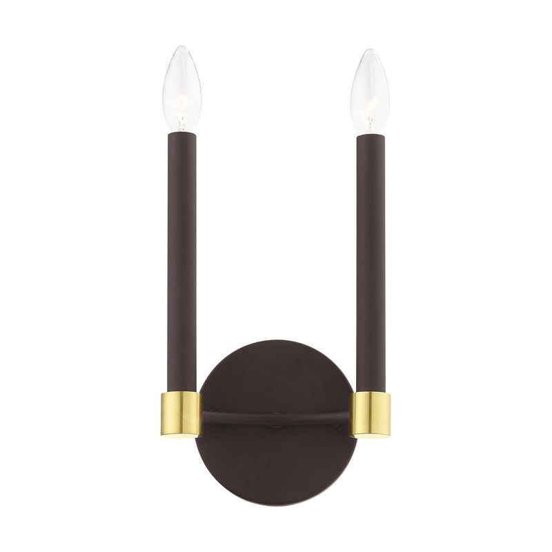 Livex Lighting 46882-07 Two Light Wall Sconce, Bronze w/ Satin Brasss