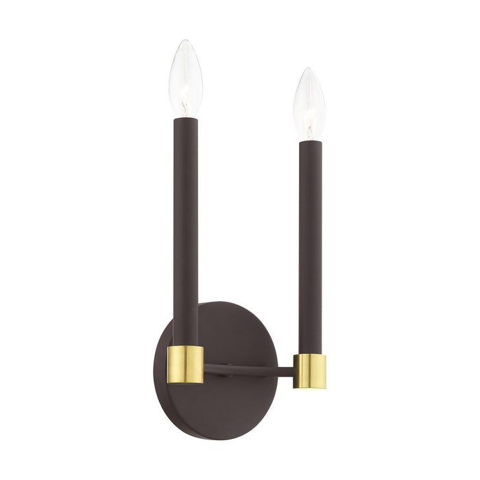 Livex Lighting 46882-07 Two Light Wall Sconce, Bronze w/ Satin Brasss