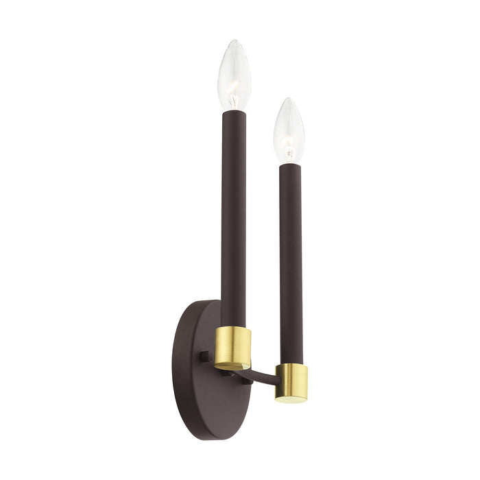 Livex Lighting 46882-07 Two Light Wall Sconce, Bronze w/ Satin Brasss