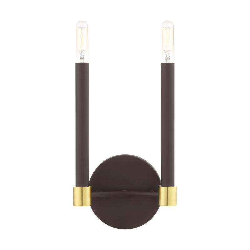 Livex Lighting 46882-07 Two Light Wall Sconce, Bronze w/ Satin Brasss