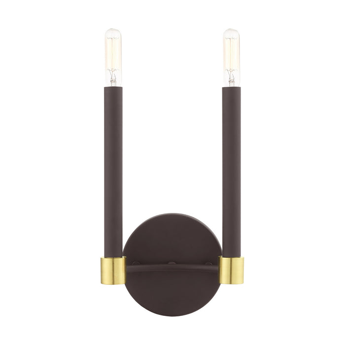 Livex Lighting 46882-07 Two Light Wall Sconce, Bronze w/ Satin Brasss