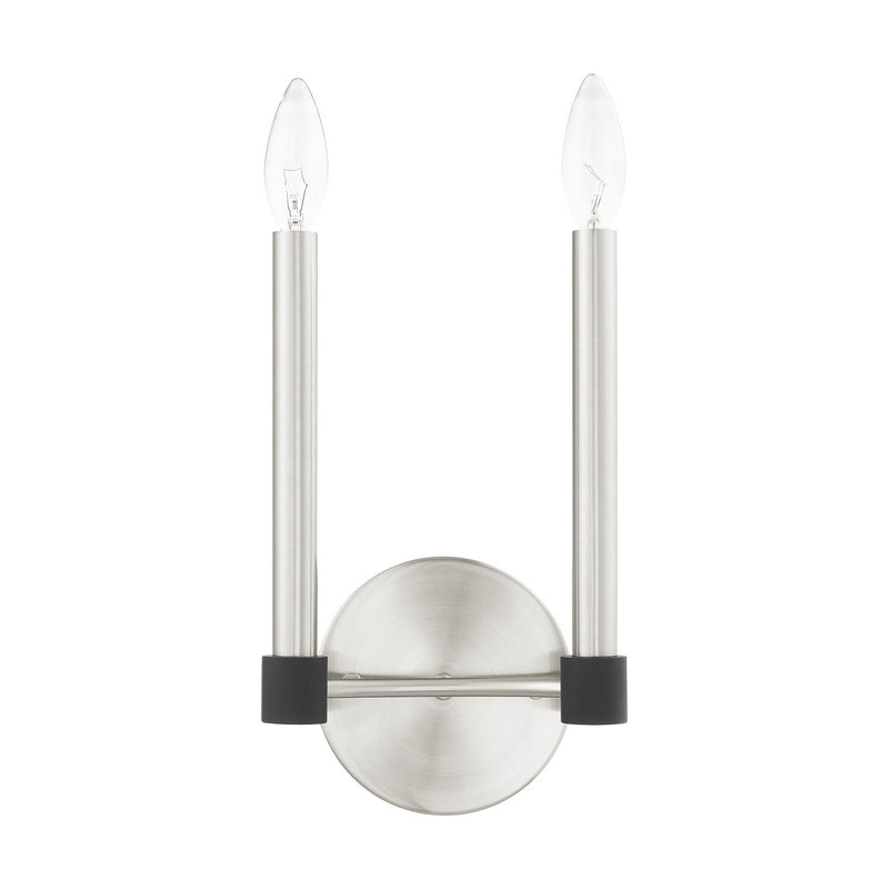 Livex Lighting 46882-91 Two Light Wall Sconce, Brushed Nickel w/ Blacks