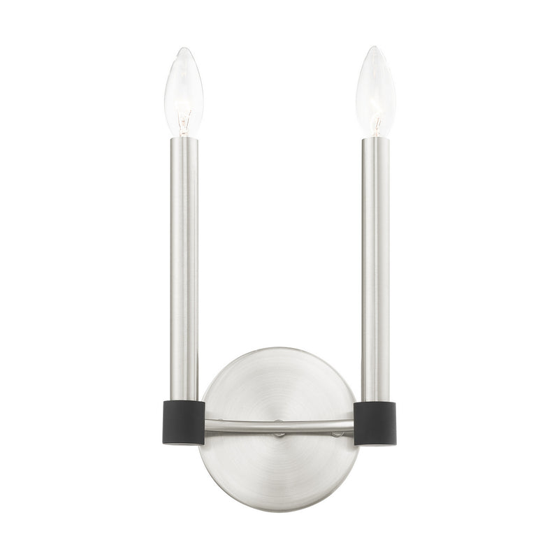 Livex Lighting 46882-91 Two Light Wall Sconce, Brushed Nickel w/ Blacks
