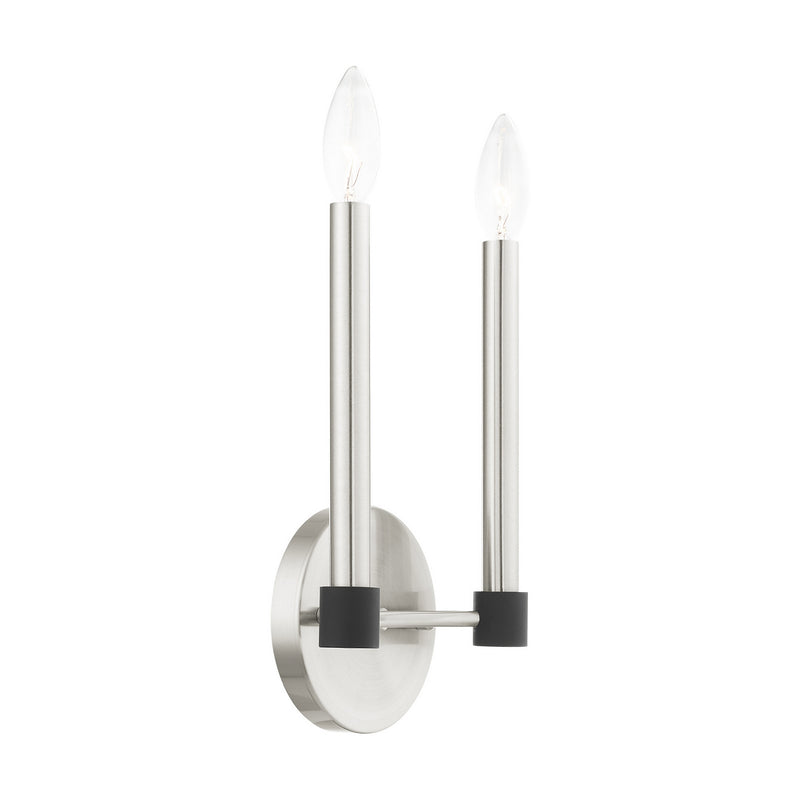 Livex Lighting 46882-91 Two Light Wall Sconce, Brushed Nickel w/ Blacks