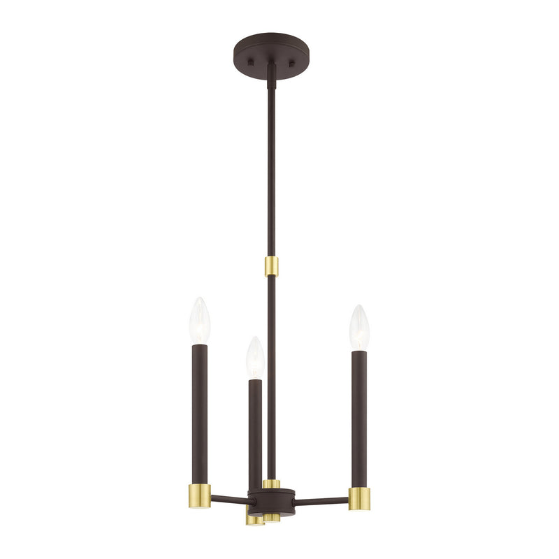Livex Lighting 46883-07 Three Light Chandelier, Bronze w/ Satin Brasss