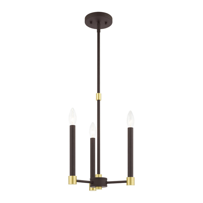Livex Lighting 46883-07 Three Light Chandelier, Bronze w/ Satin Brasss
