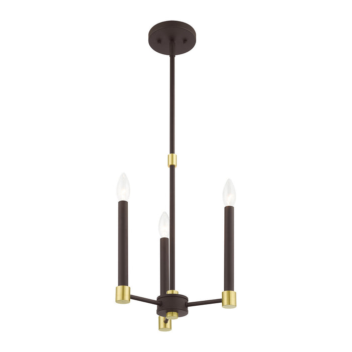 Livex Lighting 46883-07 Three Light Chandelier, Bronze w/ Satin Brasss