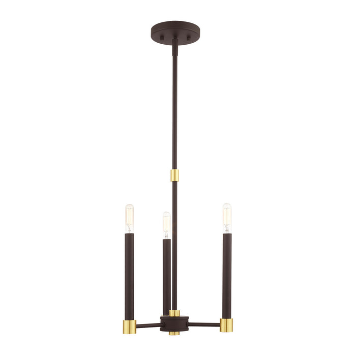 Livex Lighting 46883-07 Three Light Chandelier, Bronze w/ Satin Brasss