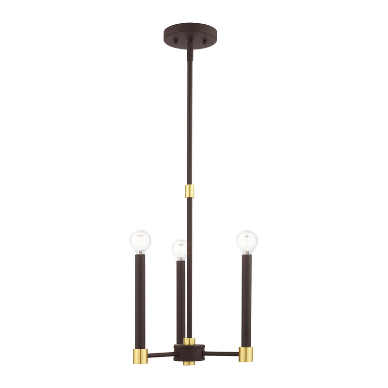 Livex Lighting 46883-07 Three Light Chandelier, Bronze w/ Satin Brasss