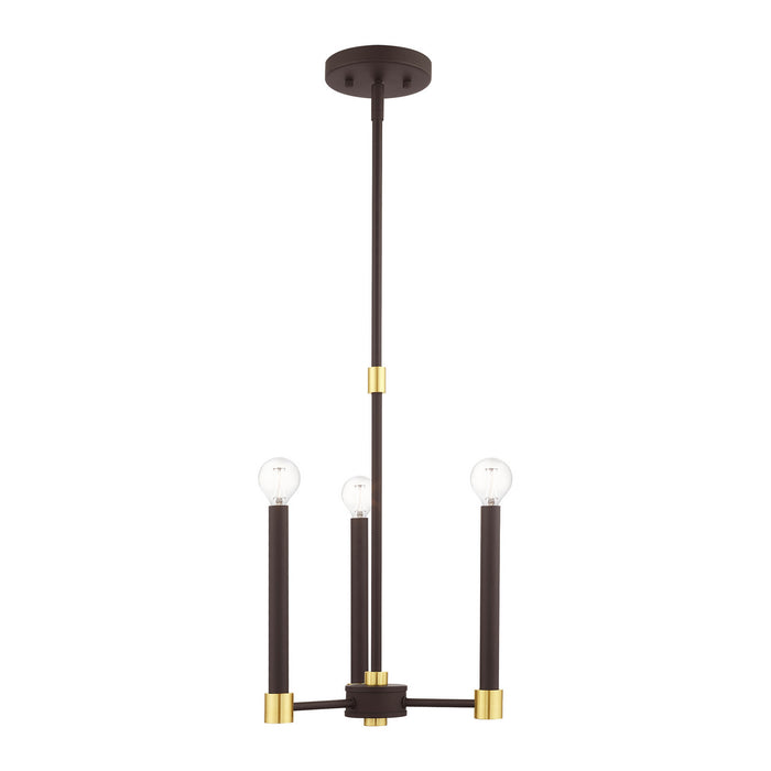 Livex Lighting 46883-07 Three Light Chandelier, Bronze w/ Satin Brasss