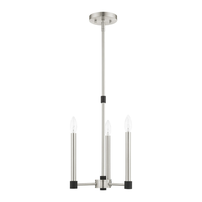 Livex Lighting 46883-91 Three Light Chandelier, Brushed Nickel w/ Blacks