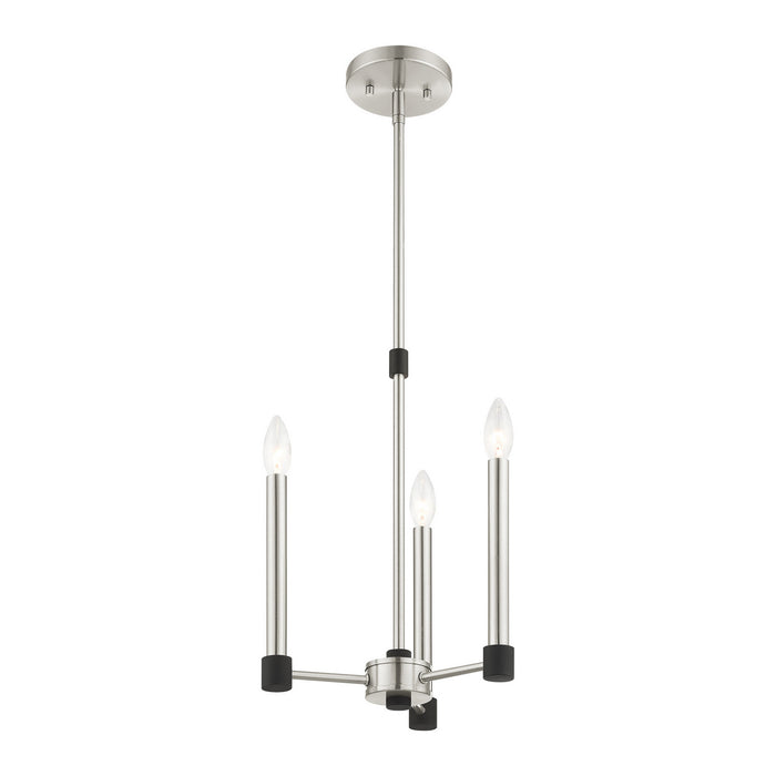 Livex Lighting 46883-91 Three Light Chandelier, Brushed Nickel w/ Blacks