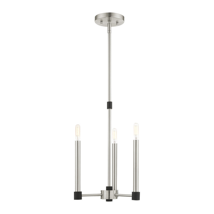 Livex Lighting 46883-91 Three Light Chandelier, Brushed Nickel w/ Blacks