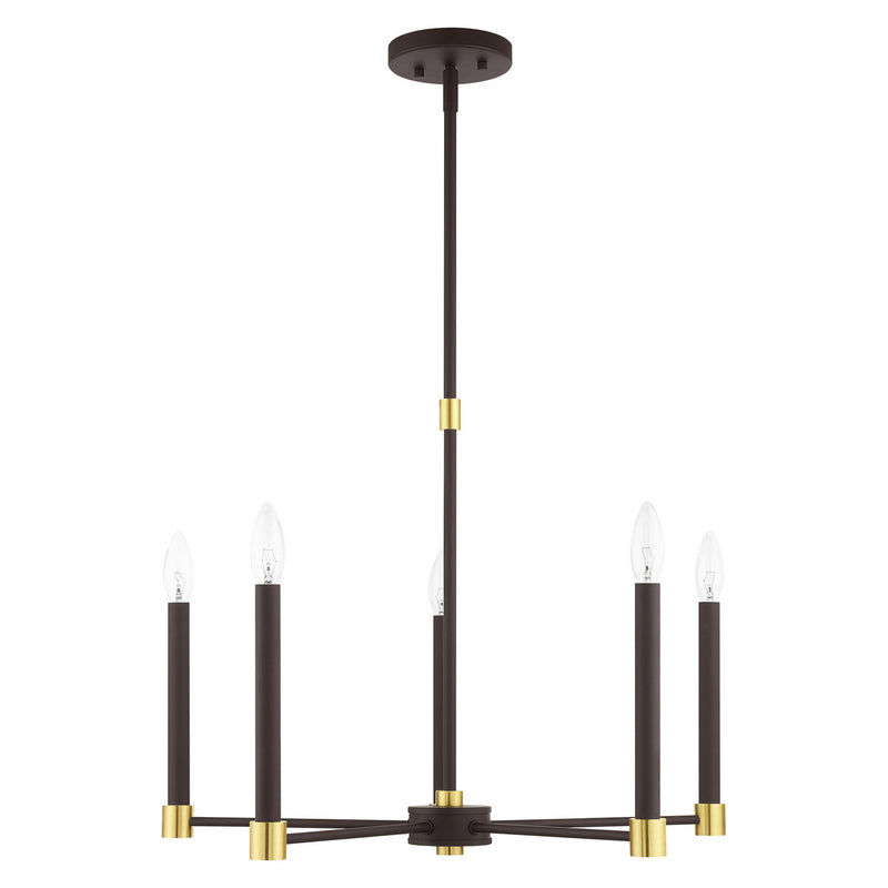 Livex Lighting 46885-07 Five Light Chandelier, Bronze w/ Satin Brasss