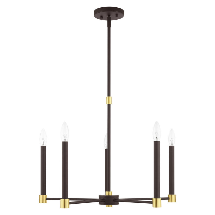 Livex Lighting 46885-07 Five Light Chandelier, Bronze w/ Satin Brasss
