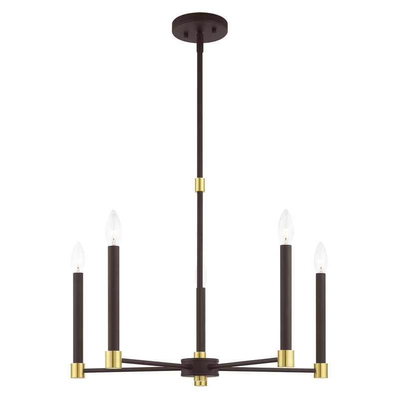 Livex Lighting 46885-07 Five Light Chandelier, Bronze w/ Satin Brasss