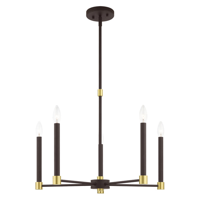 Livex Lighting 46885-07 Five Light Chandelier, Bronze w/ Satin Brasss