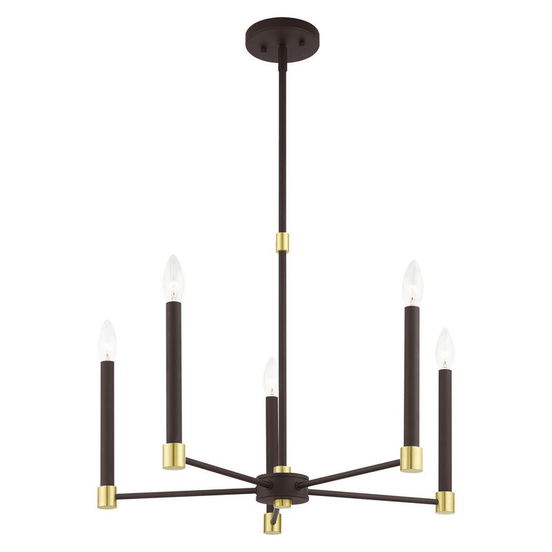 Livex Lighting 46885-07 Five Light Chandelier, Bronze w/ Satin Brasss