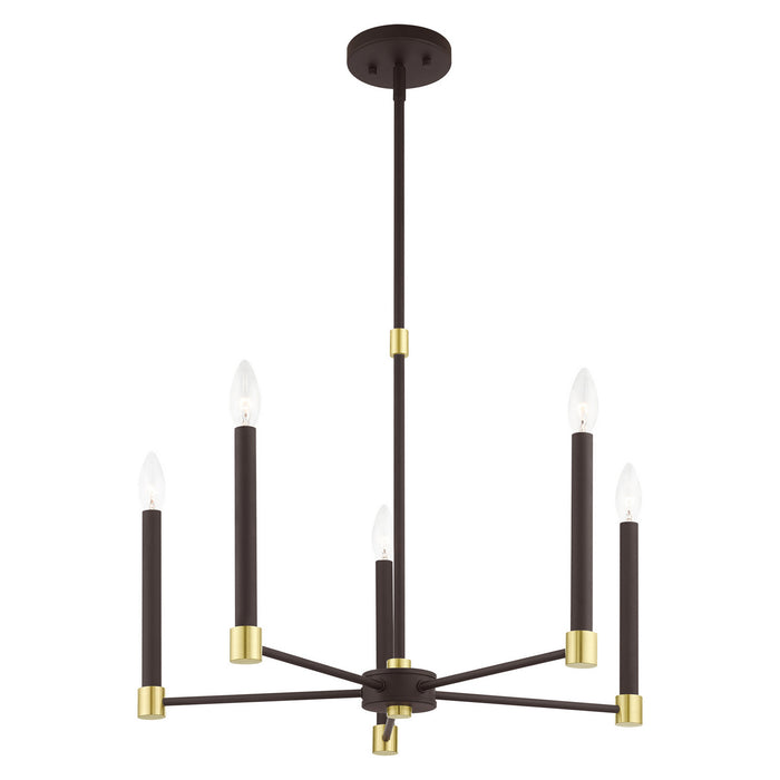Livex Lighting 46885-07 Five Light Chandelier, Bronze w/ Satin Brasss