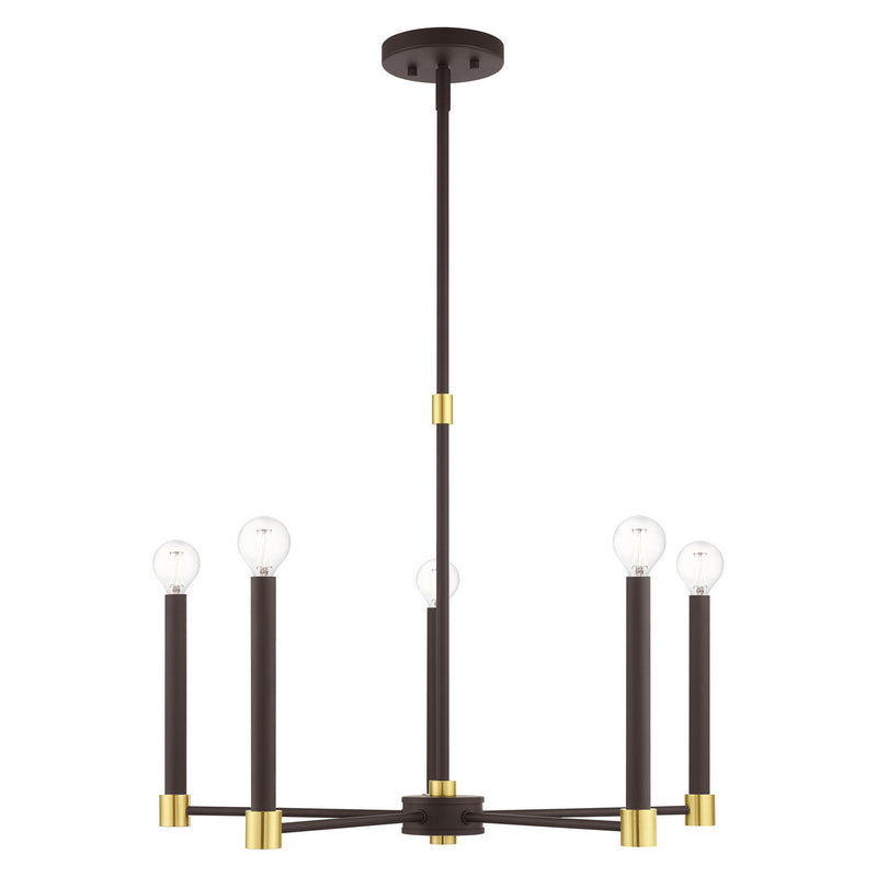 Livex Lighting 46885-07 Five Light Chandelier, Bronze w/ Satin Brasss