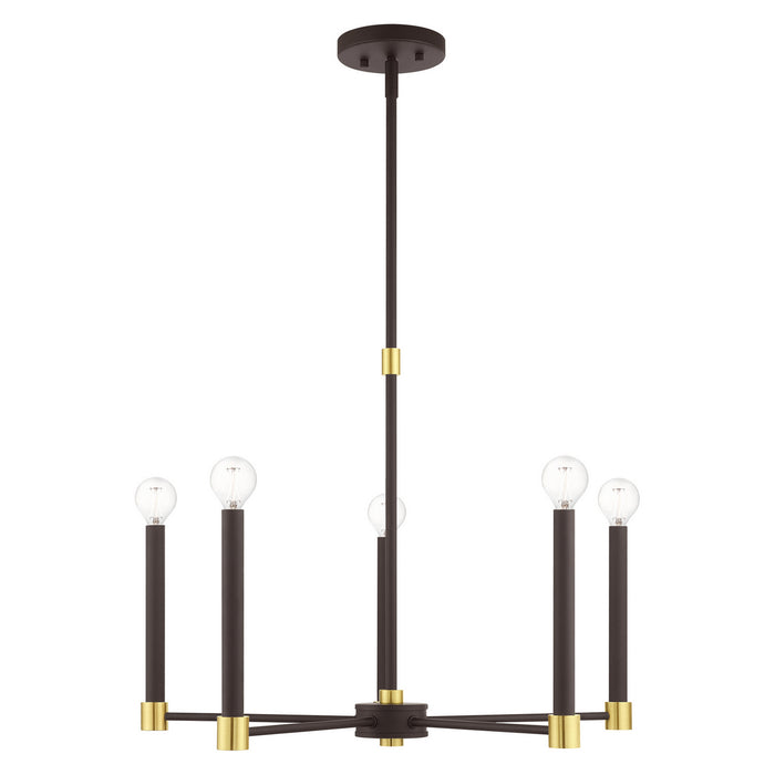 Livex Lighting 46885-07 Five Light Chandelier, Bronze w/ Satin Brasss