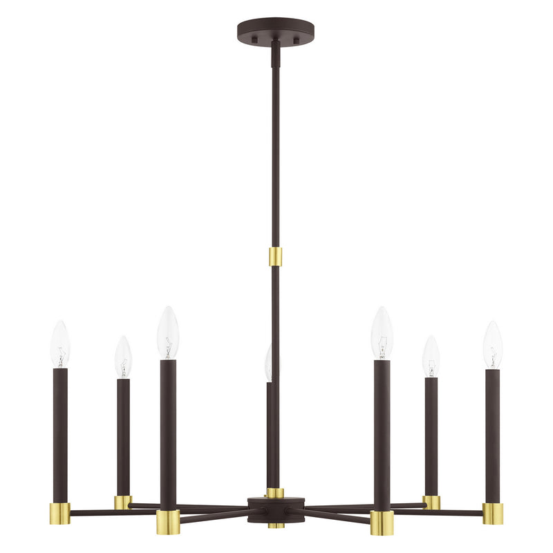 Livex Lighting 46887-07 Seven Light Chandelier, Bronze w/ Satin Brasss