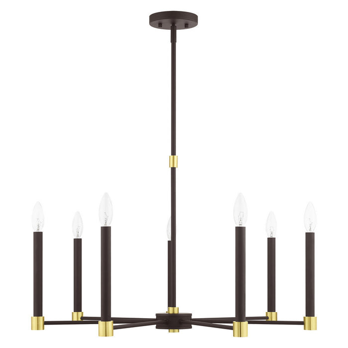 Livex Lighting 46887-07 Seven Light Chandelier, Bronze w/ Satin Brasss