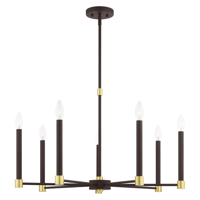 Livex Lighting 46887-07 Seven Light Chandelier, Bronze w/ Satin Brasss