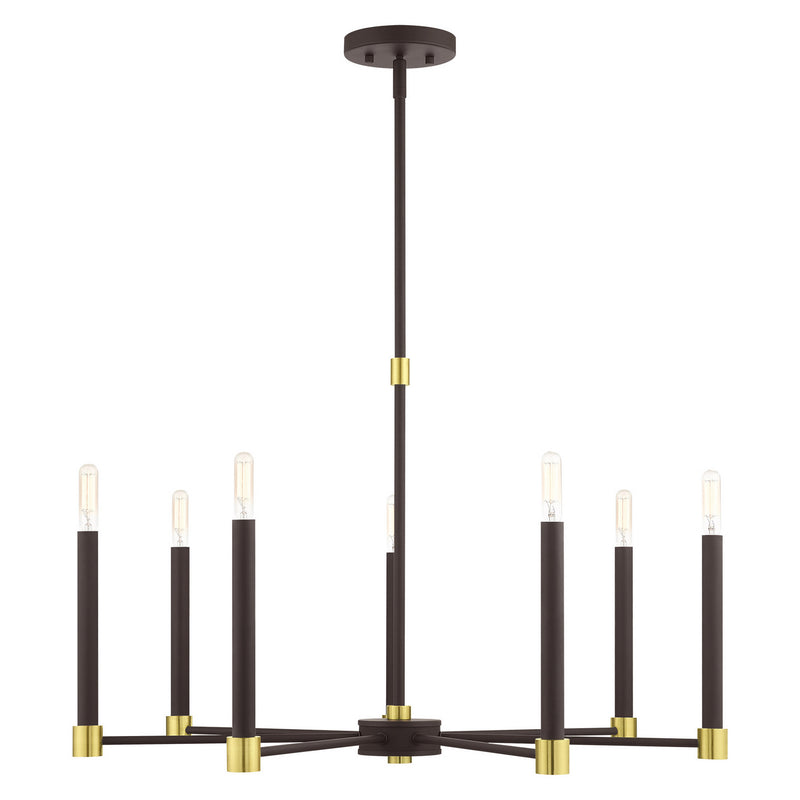 Livex Lighting 46887-07 Seven Light Chandelier, Bronze w/ Satin Brasss