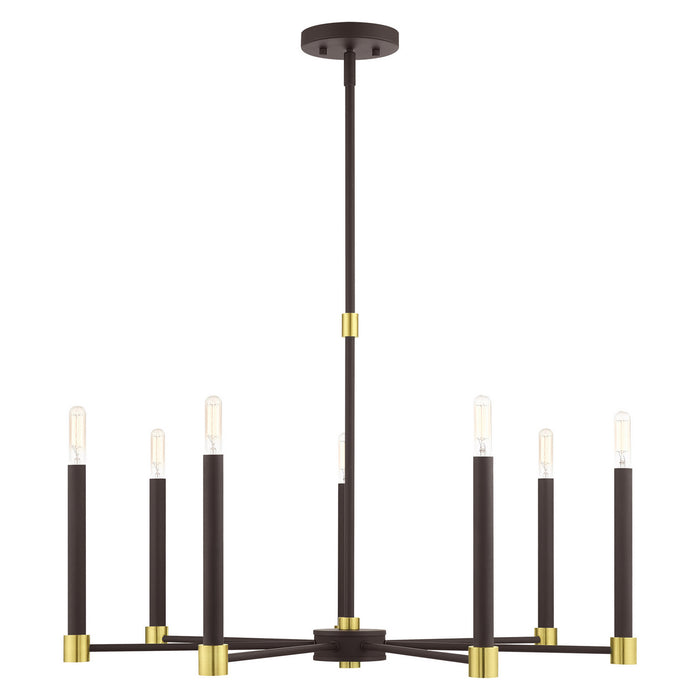 Livex Lighting 46887-07 Seven Light Chandelier, Bronze w/ Satin Brasss