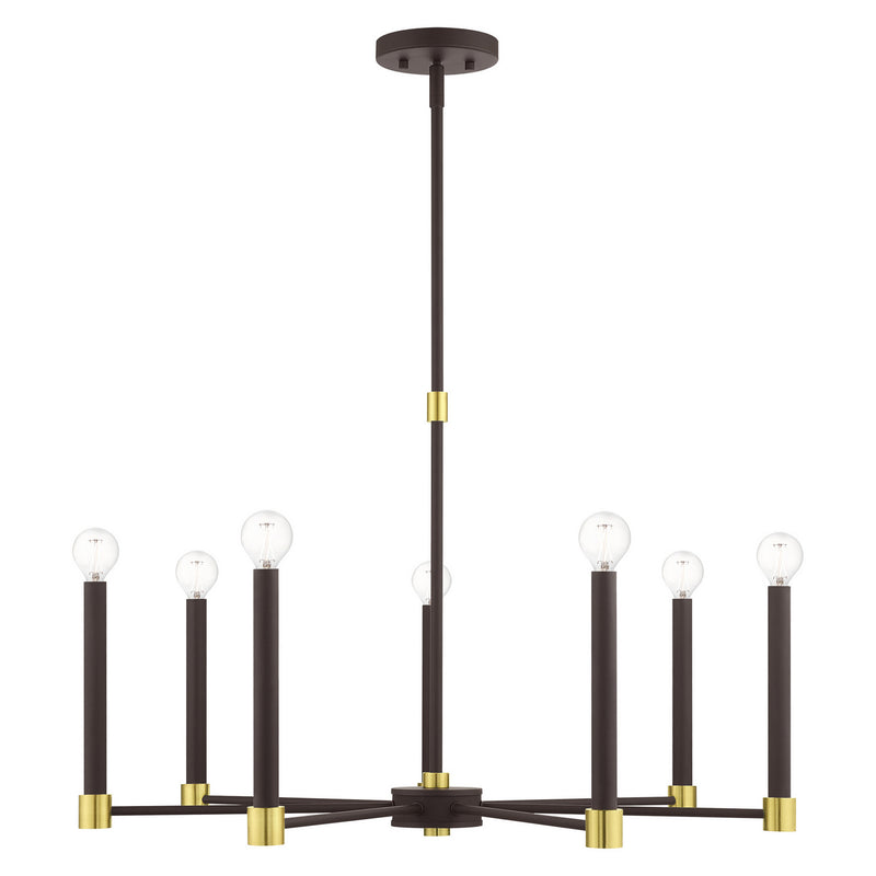 Livex Lighting 46887-07 Seven Light Chandelier, Bronze w/ Satin Brasss