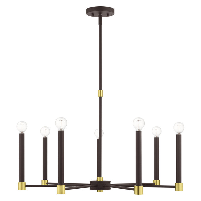 Livex Lighting 46887-07 Seven Light Chandelier, Bronze w/ Satin Brasss