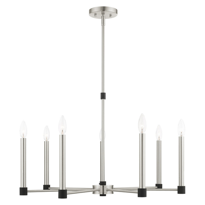 Livex Lighting 46887-91 Seven Light Chandelier, Brushed Nickel w/ Blacks