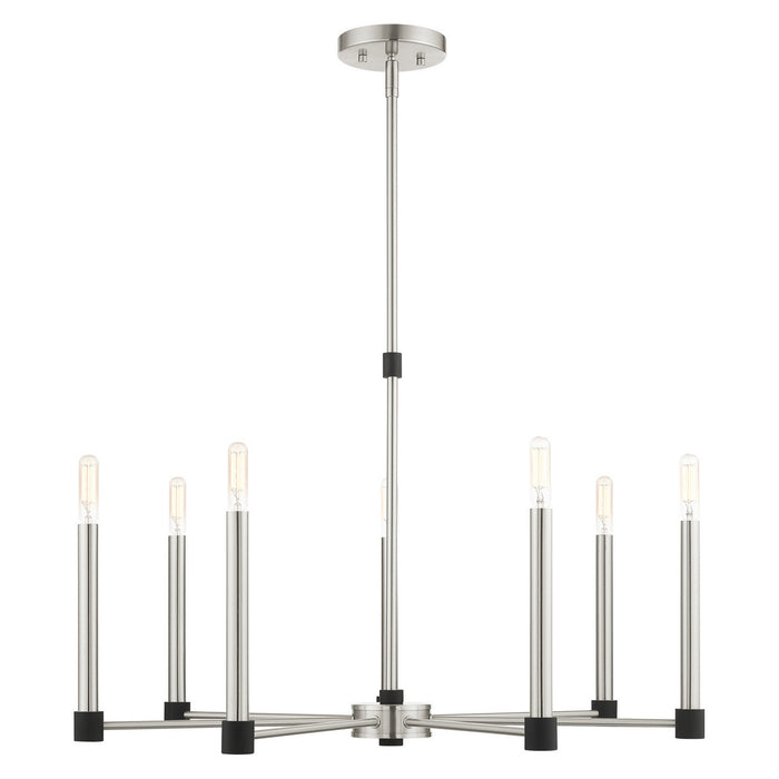 Livex Lighting 46887-91 Seven Light Chandelier, Brushed Nickel w/ Blacks