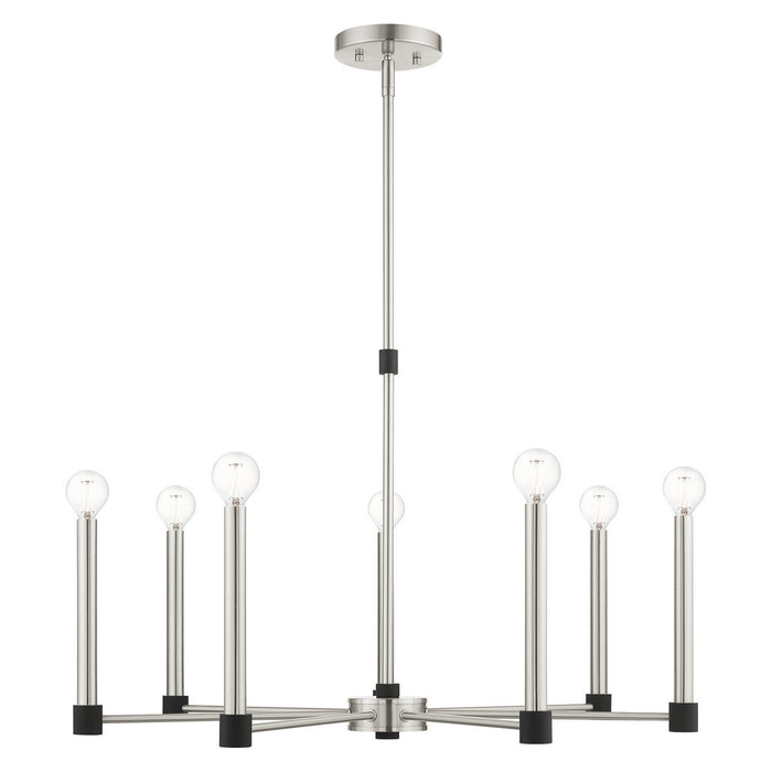 Livex Lighting 46887-91 Seven Light Chandelier, Brushed Nickel w/ Blacks
