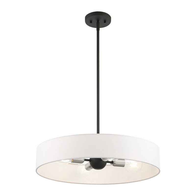 Livex Lighting 46924-04 Four Light Pendant, Black w/ Brushed Nickels