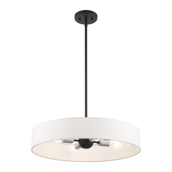 Livex Lighting 46924-04 Four Light Pendant, Black w/ Brushed Nickels