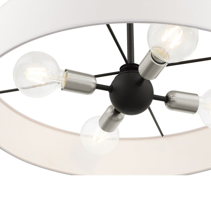 Livex Lighting 46924-04 Four Light Pendant, Black w/ Brushed Nickels