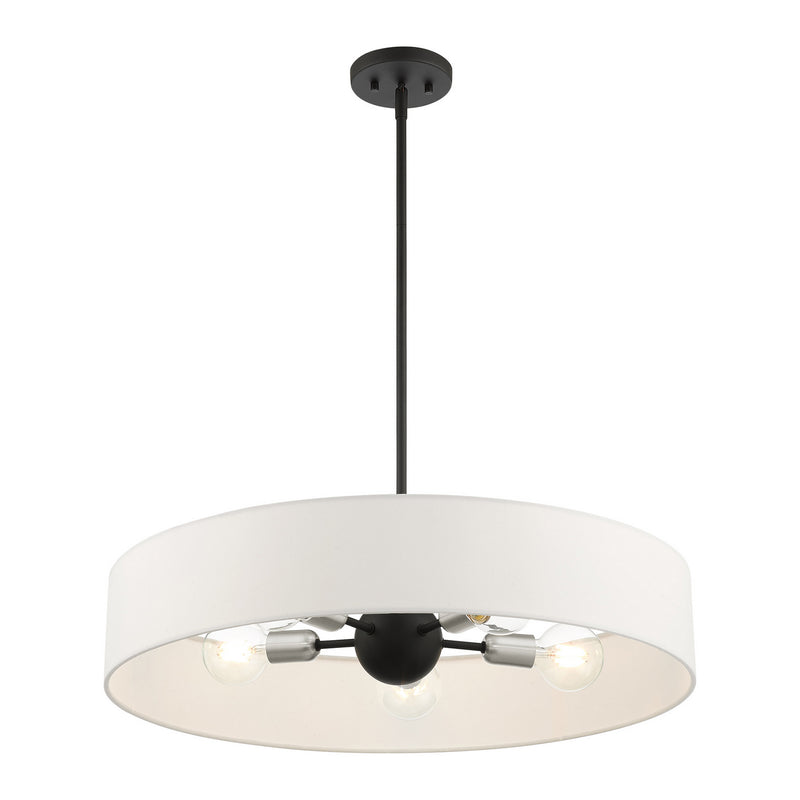 Livex Lighting 46925-04 Five Light Pendant, Black w/ Brushed Nickels