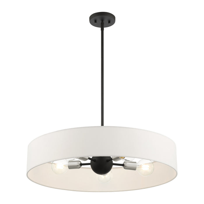 Livex Lighting 46925-04 Five Light Pendant, Black w/ Brushed Nickels
