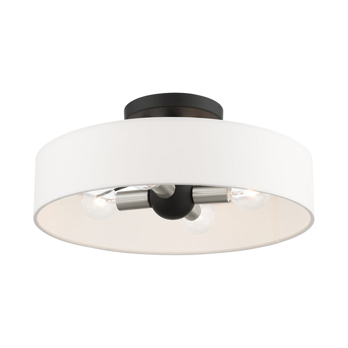 Livex Lighting 46927-04 Four Light Semi Flush Mount, Black w/ Brushed Nickels
