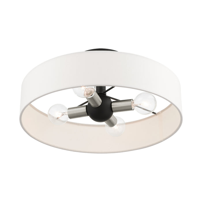 Livex Lighting 46927-04 Four Light Semi Flush Mount, Black w/ Brushed Nickels