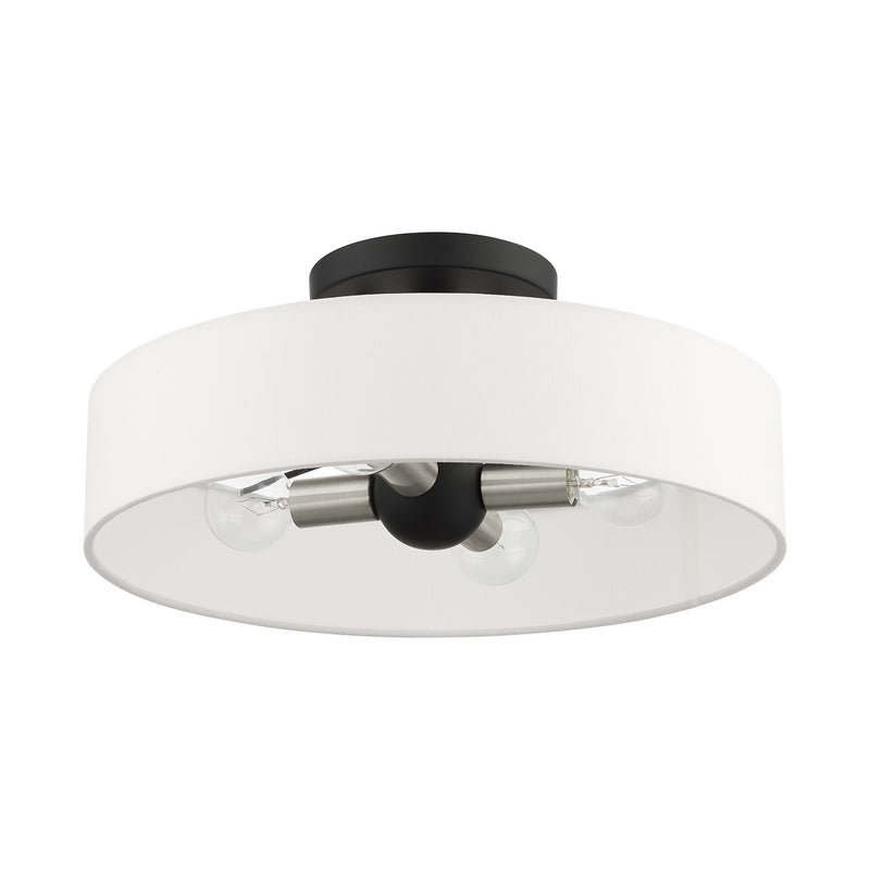 Livex Lighting 46927-04 Four Light Semi Flush Mount, Black w/ Brushed Nickels