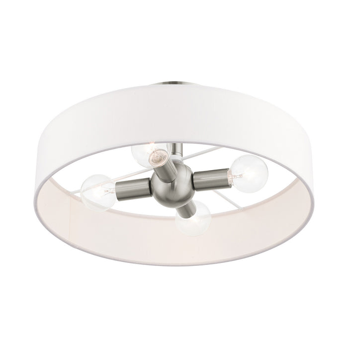 Livex Lighting 46927-91 Four Light Semi Flush Mount, Brushed Nickel