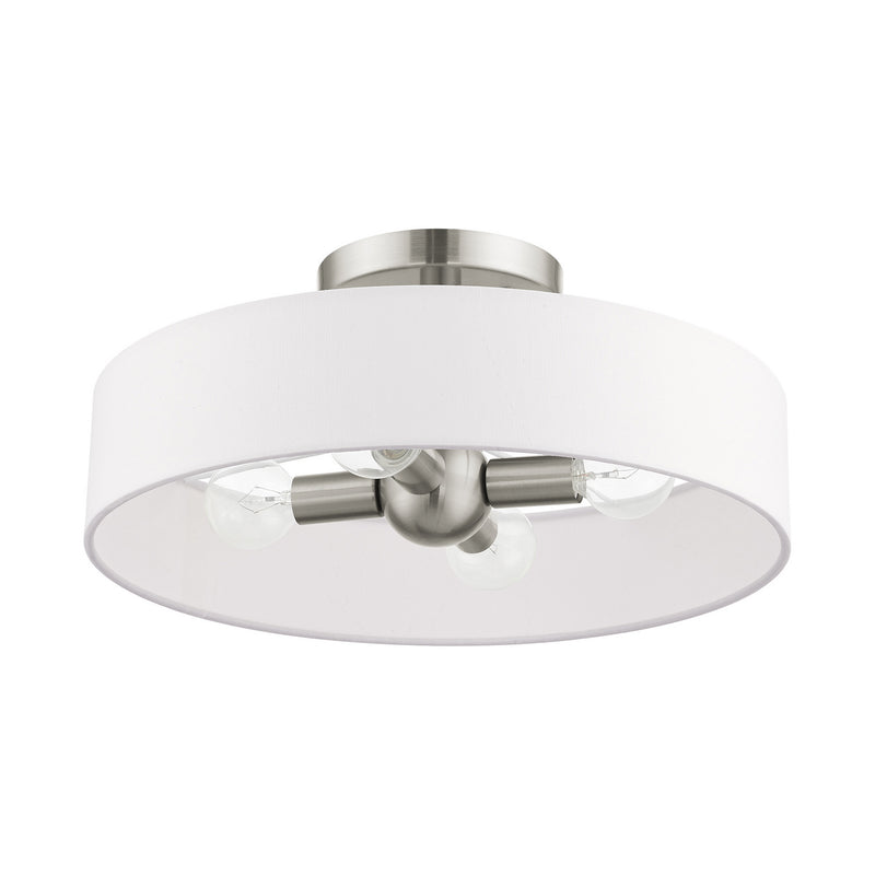 Livex Lighting 46927-91 Four Light Semi Flush Mount, Brushed Nickel