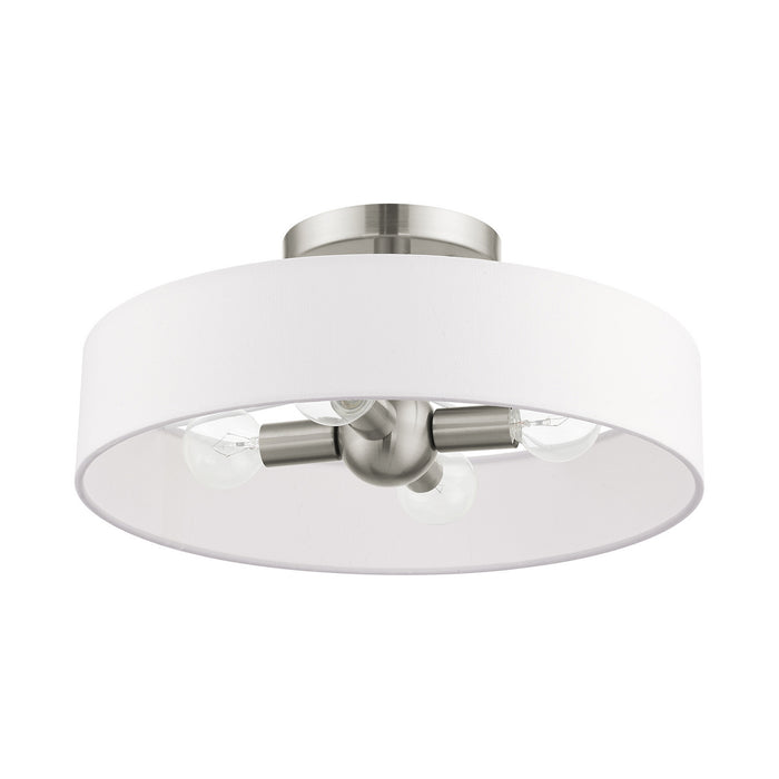 Livex Lighting 46927-91 Four Light Semi Flush Mount, Brushed Nickel