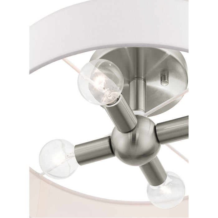 Livex Lighting 46927-91 Four Light Semi Flush Mount, Brushed Nickel