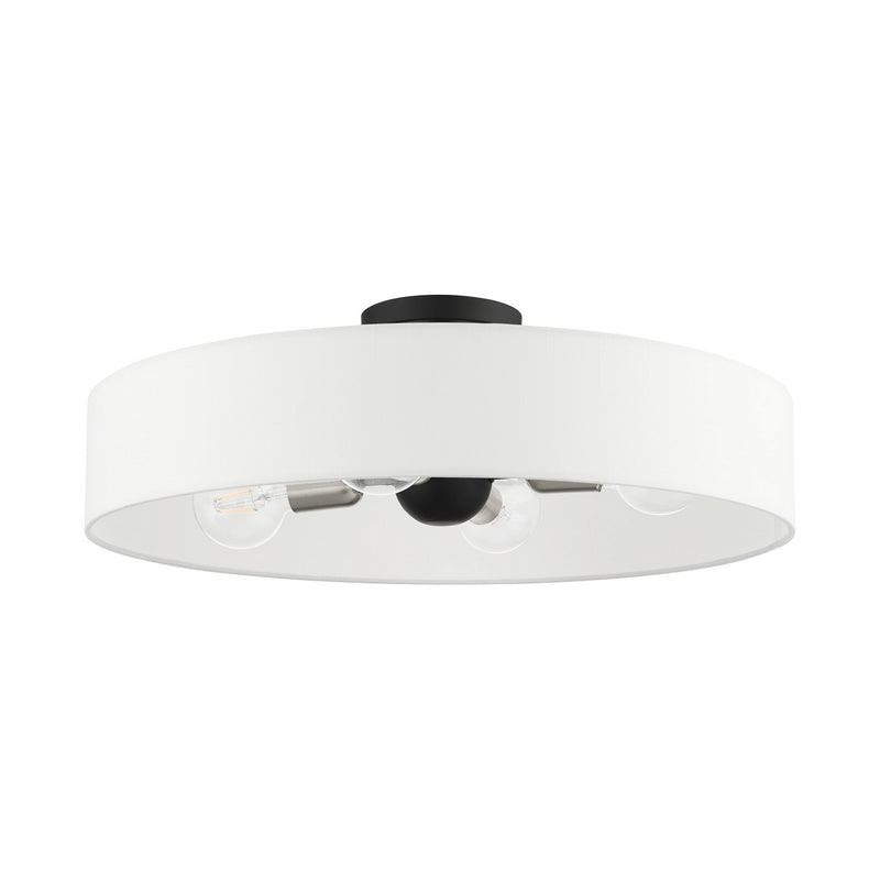 Livex Lighting 46928-04 Four Light Semi Flush Mount, Black w/ Brushed Nickels