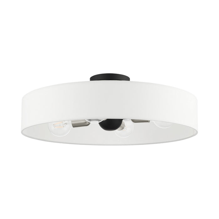Livex Lighting 46928-04 Four Light Semi Flush Mount, Black w/ Brushed Nickels