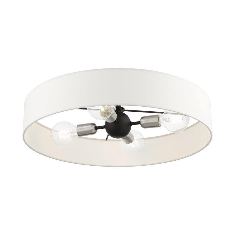 Livex Lighting 46928-04 Four Light Semi Flush Mount, Black w/ Brushed Nickels